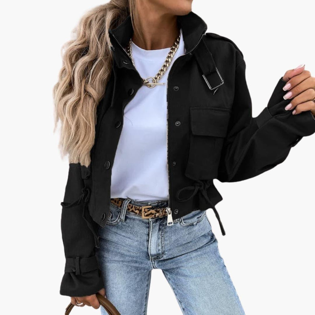 Giacca transitoria corta con tasche da donna