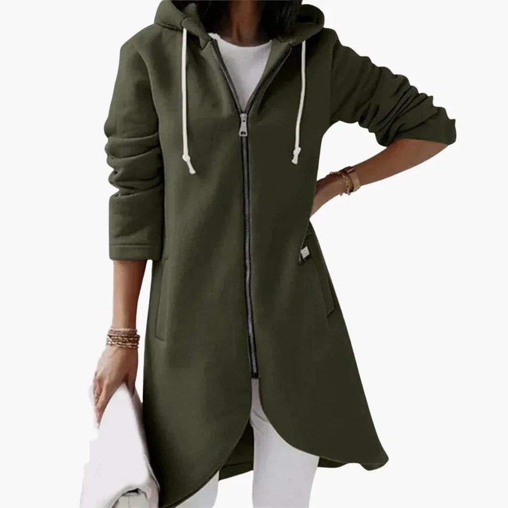 Felpa con cappuccio lunga con zip da donna