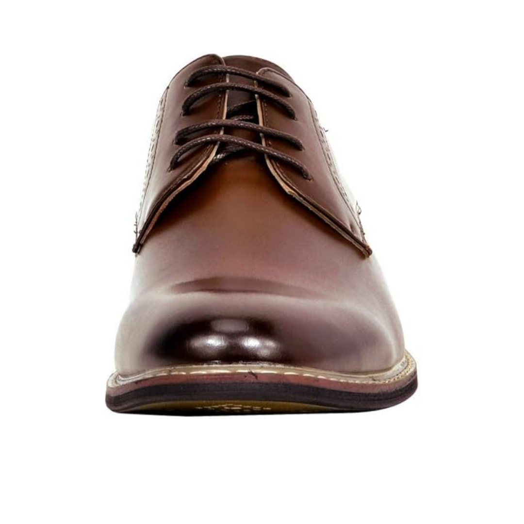 Scarpe Stringate Uomo Brogue Pelle Marrone con Perforazioni e Punta Tonda