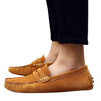 Mocassini Uomo in Camoscio Cognac con Fibbia