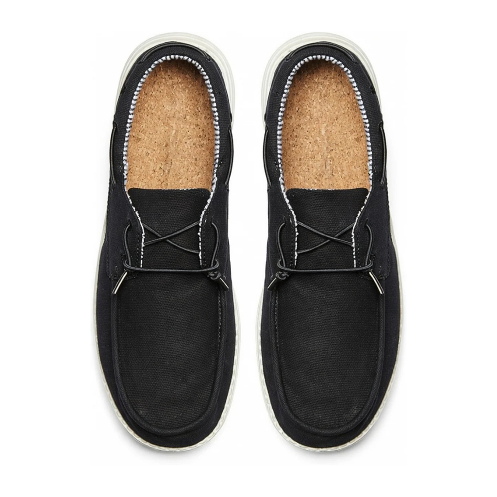 Mocassini Uomo da Barca in Tela Nera con Lacci