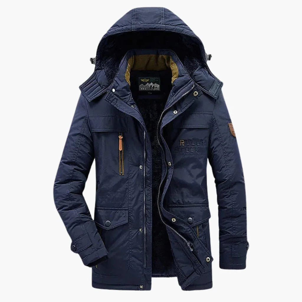 Parka da uomo con cappuccio regolabile e fodera in pile
