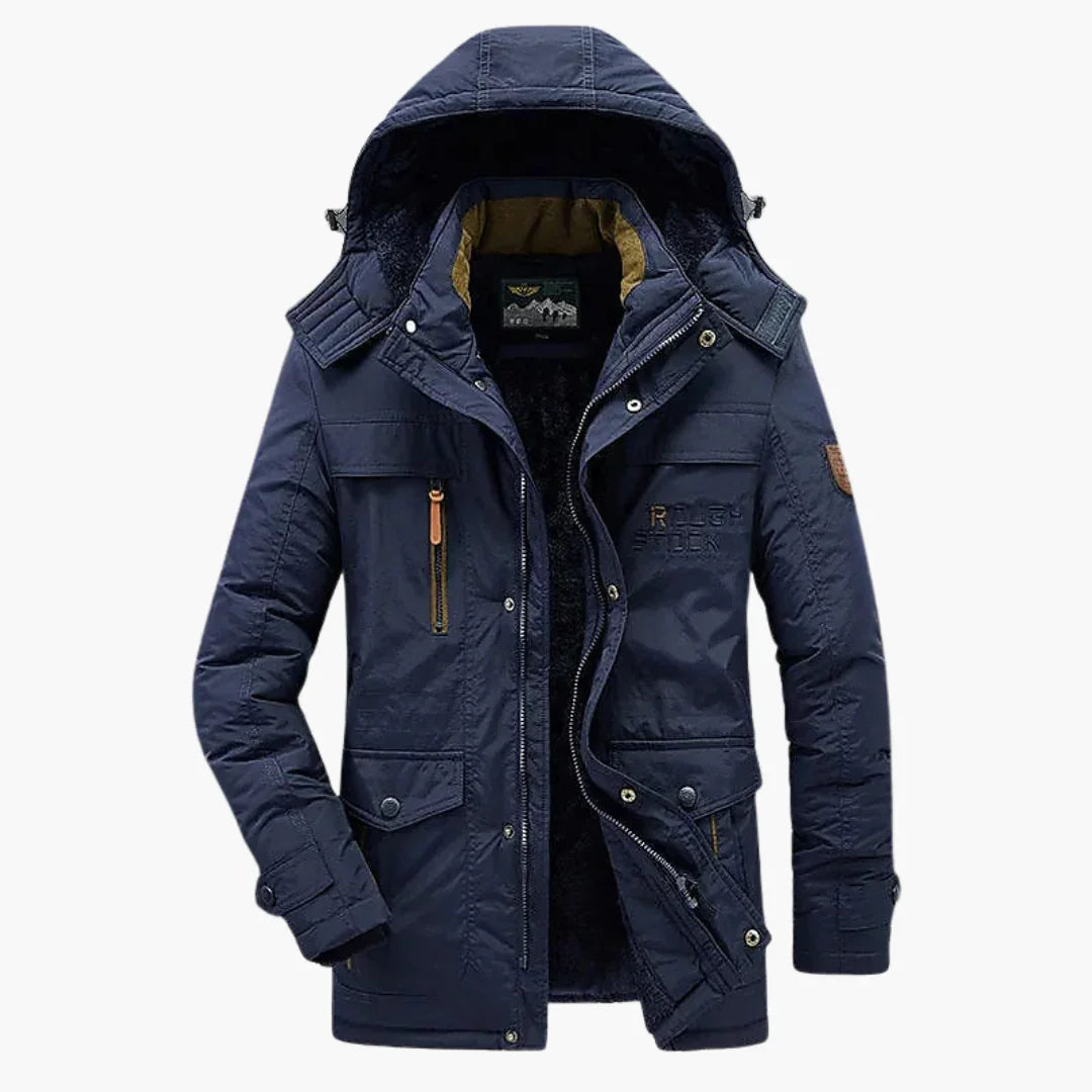 Parka da uomo con cappuccio regolabile e fodera in pile
