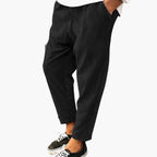 Pantaloni da uomo in velluto a coste con cintura elasticizzata e gamba dritta