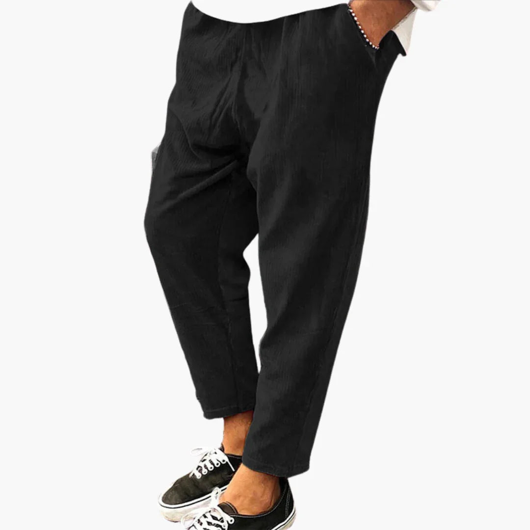 Pantaloni da uomo in velluto a coste con cintura elasticizzata e gamba dritta