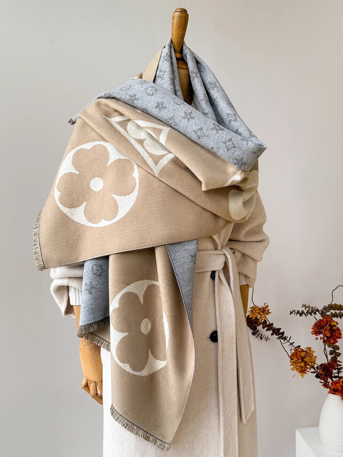 Scaldacollo invernale con sciarpa in finto cashmere di lusso