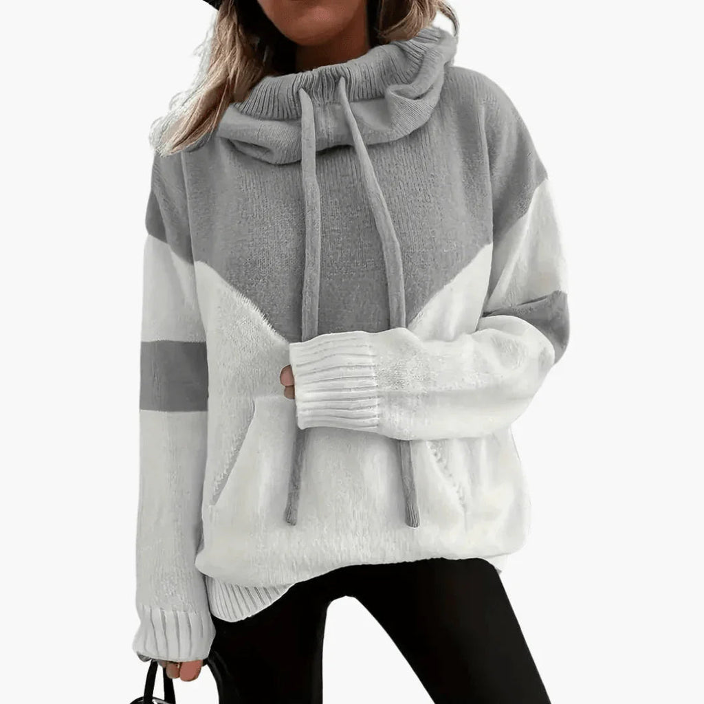 Accogliente felpa con cappuccio Colorblock da donna moderna ed elegante