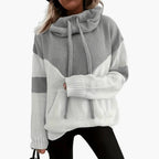 Accogliente felpa con cappuccio Colorblock da donna moderna ed elegante