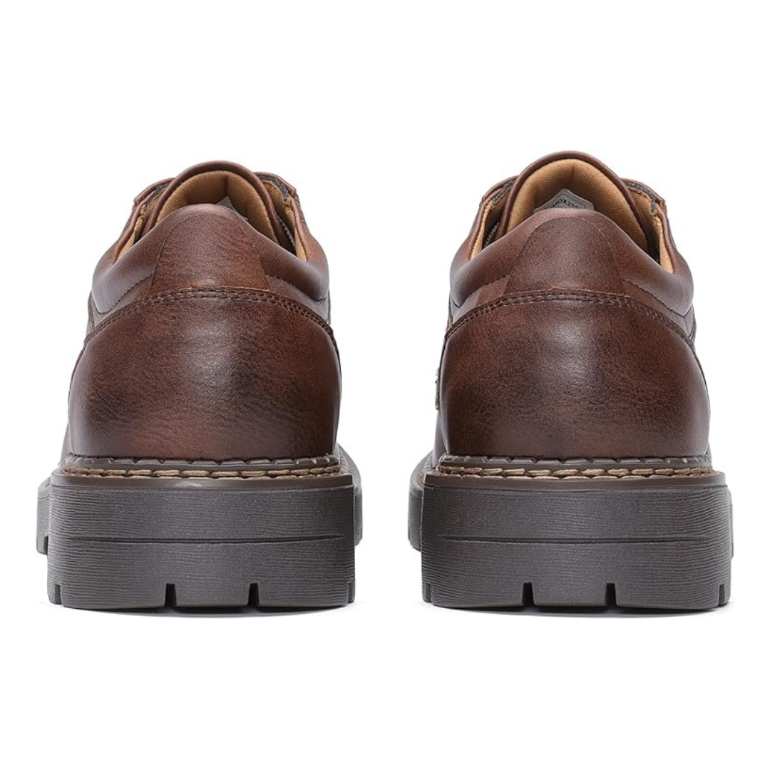 Scarpe Stringate Uomo Pelle Marrone con Suola Carrarmato Spessa