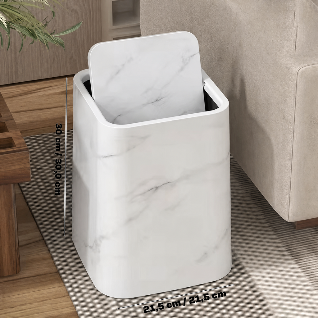 Marble Trash Can | Elegante coperchio girevole
