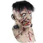 Costume da zombie spaventoso con maschera di Halloween in lattice a testa intera