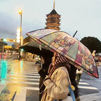 Ombrello artistico in vetro colorato | Predezione automatica del vento e Predezione della pioggia