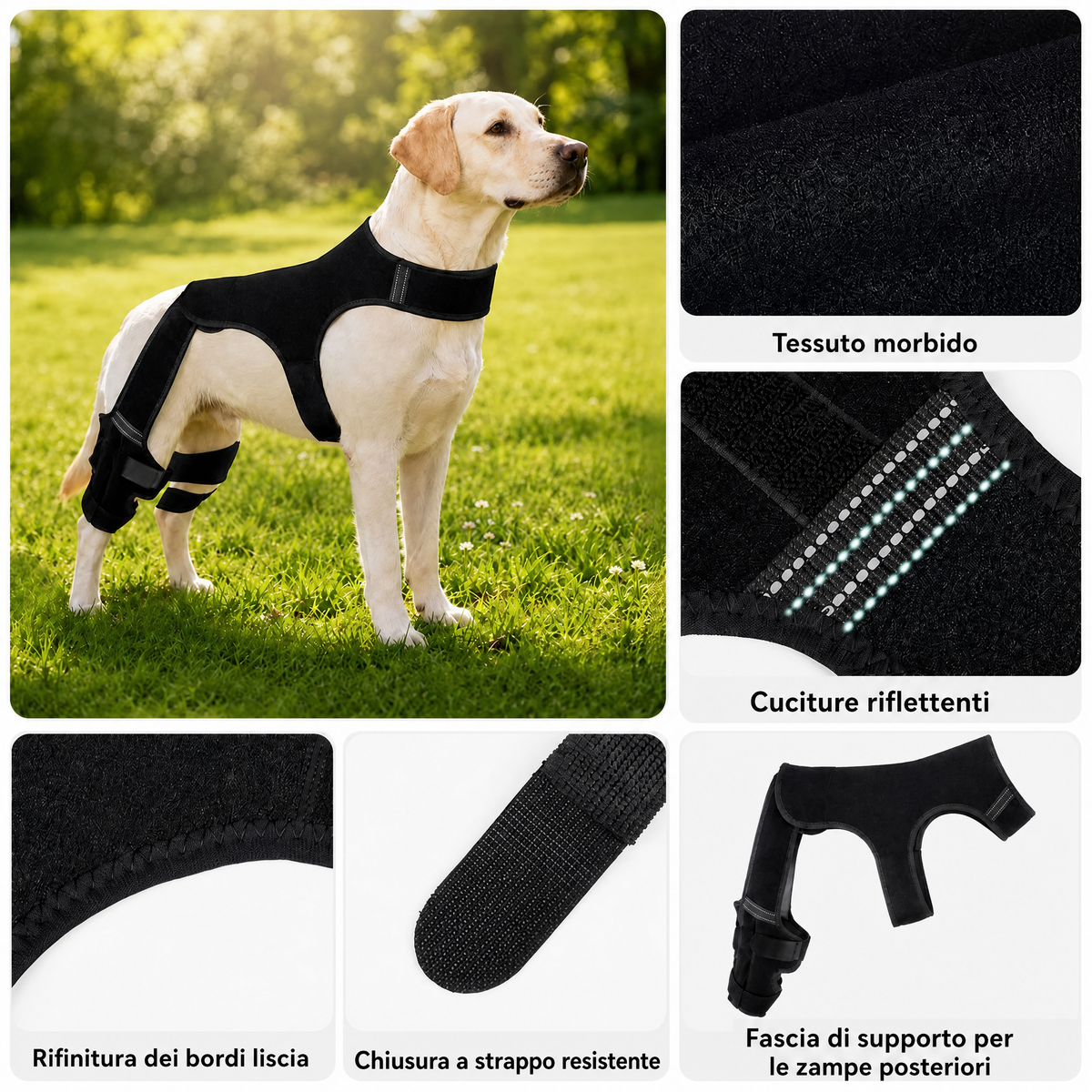RearGuard Dog Rear Leg Support Brace - Fascia di supporto per zampe posteriori antiscivolo per cani anziani, pavimenti i