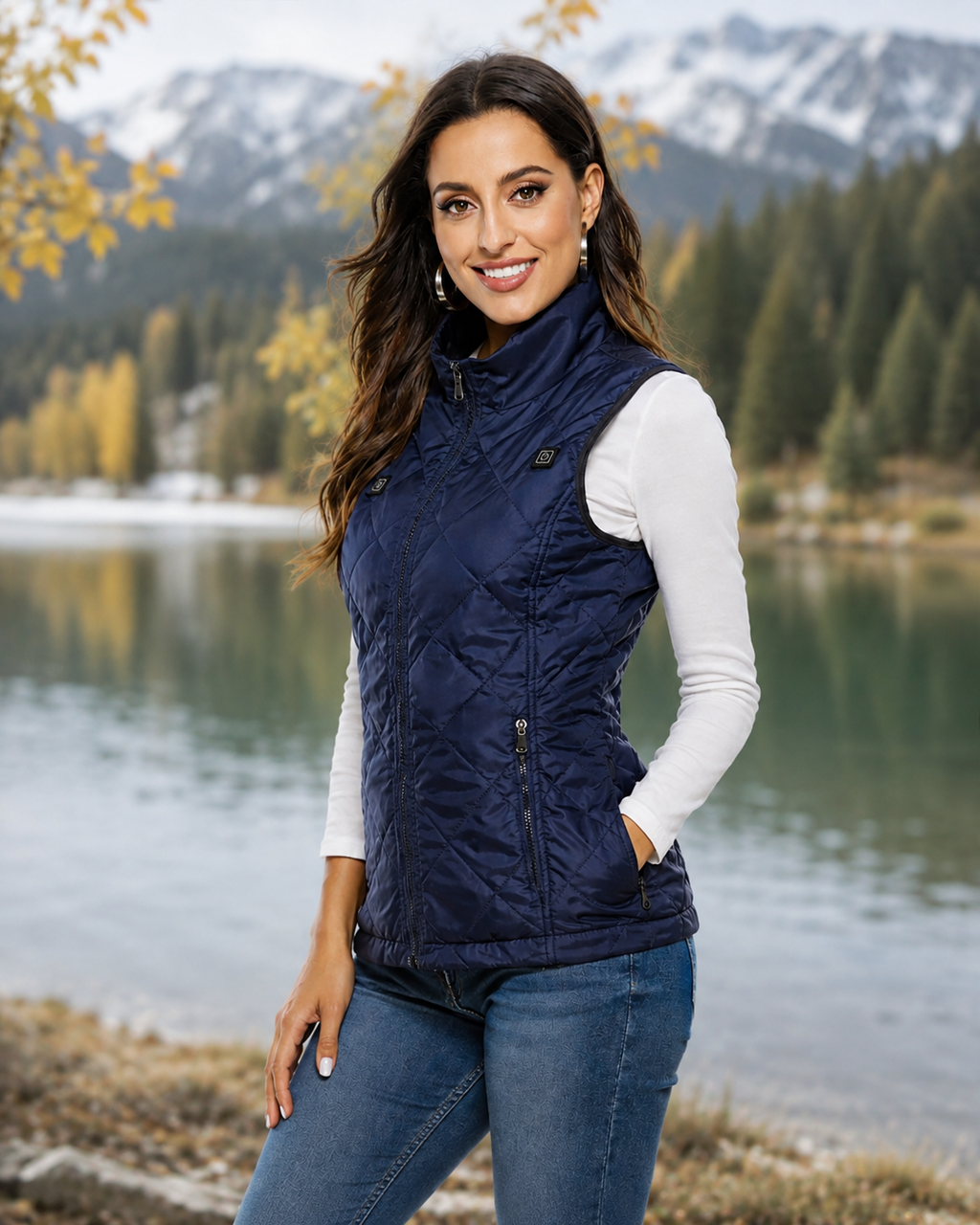 Gilet riscaldato da donna, gilet riscaldato ricaricabile con alimentazione a batteria USB, abbigliamento riscaldato elettrico leggero per l'inverno