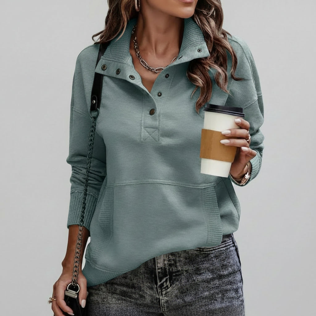 Damen Pullover V Ausschnitt Lässiger Felpa Alltag