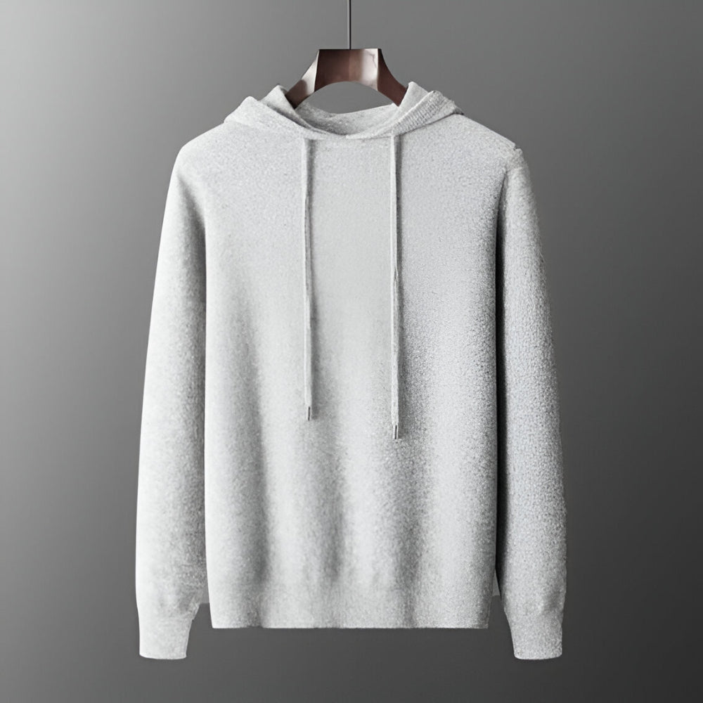 Pullover con cappuccio Herren Merino Wolle Strick