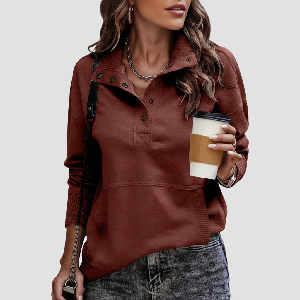 Damen Pullover V Ausschnitt Lässiger Felpa Alltag