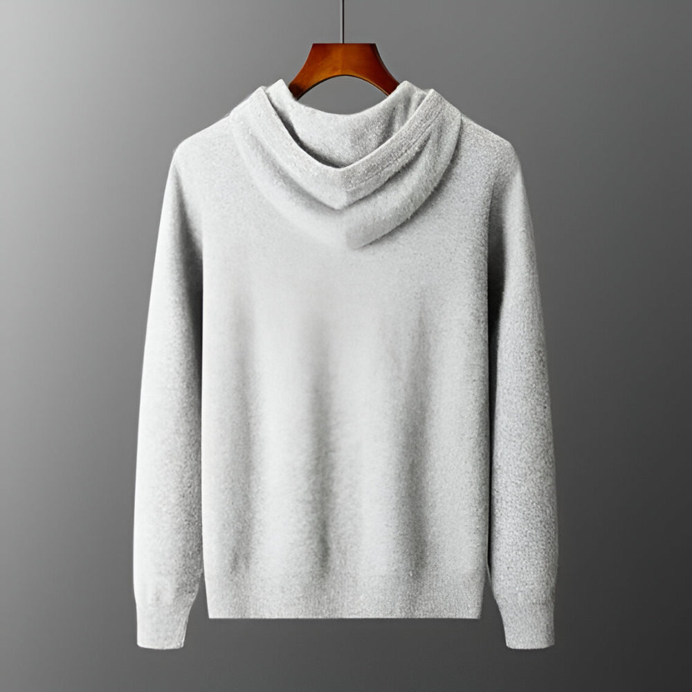 Pullover con cappuccio Herren Merino Wolle Strick