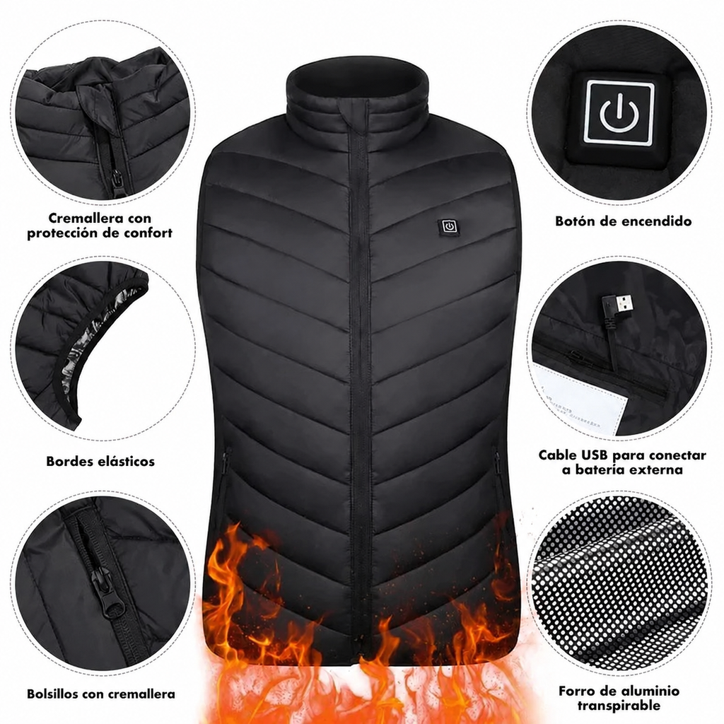 Gilet riscaldato unisex ricaricabile via USB ThermiVest