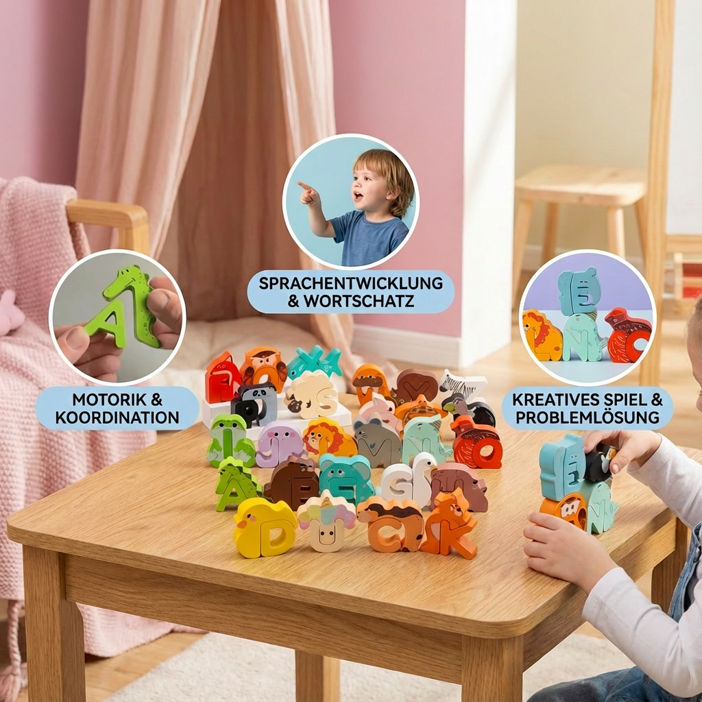 Puzzle dell'alfabeto aus Holz | Giochi di apprendimento dalla A alla Z per i bambini