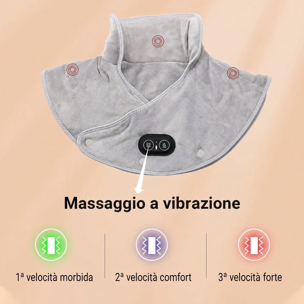 Cuscinetto riscaldante elettrico per collo e spalle con vibrazione