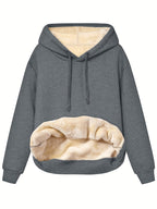 Felpa con cappuccio isolante da donna - Pullover rilassato, pile