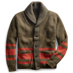 Calda giacca cardigan da uomo - collo a scialle, cotone, autunno