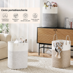 Grande Cesto Portabiancheria Intrecciato - Spazio per Tutte le Tue Cose, Resistente e Pratico
