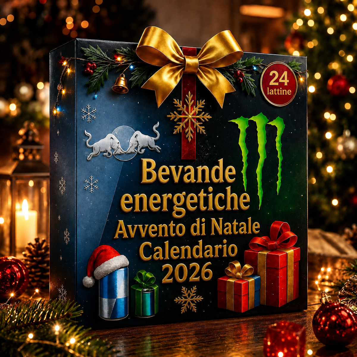 Calendario dell’Avvento Energy Drink, scatola conto alla rovescia di 24 giorni per Natale