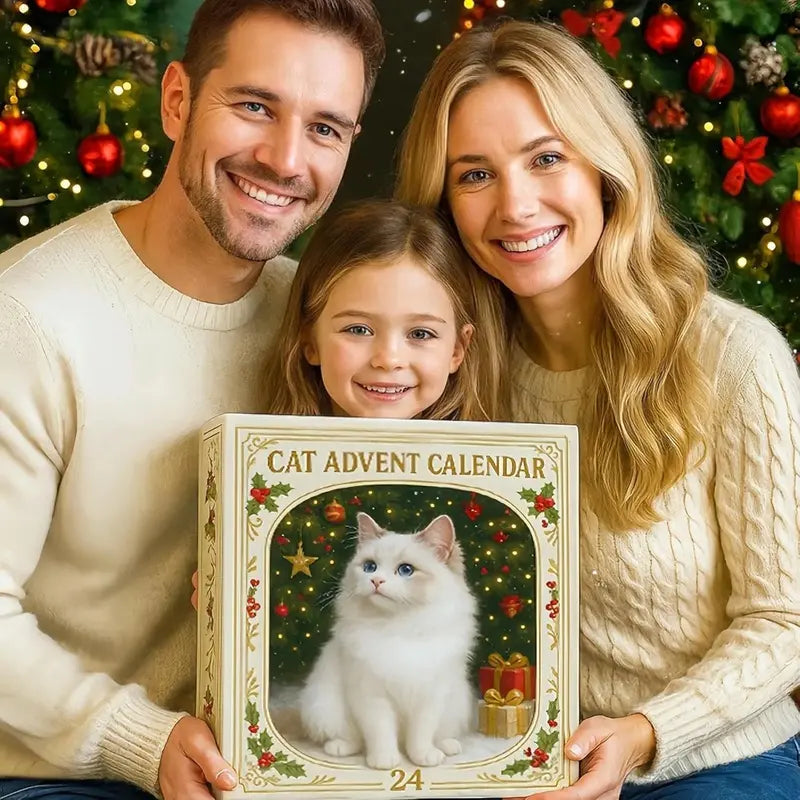 Calendario dell'Avvento CatChristmas | 24 figurine festive di gatti in acrilico per il divertimento natalizio