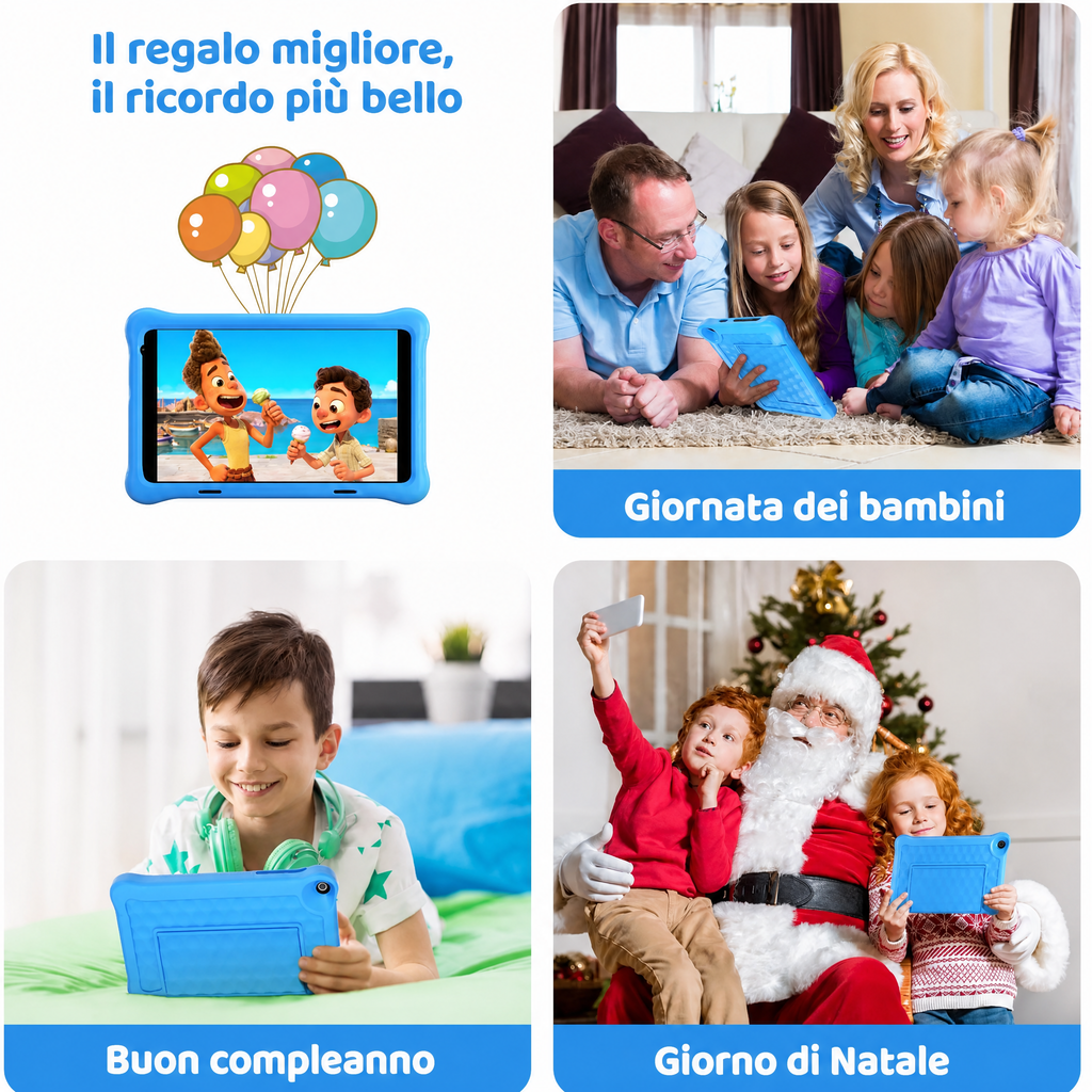 Tablet educativo da 8 pollici per bambini con controllo genitori e protezione per gli occhi