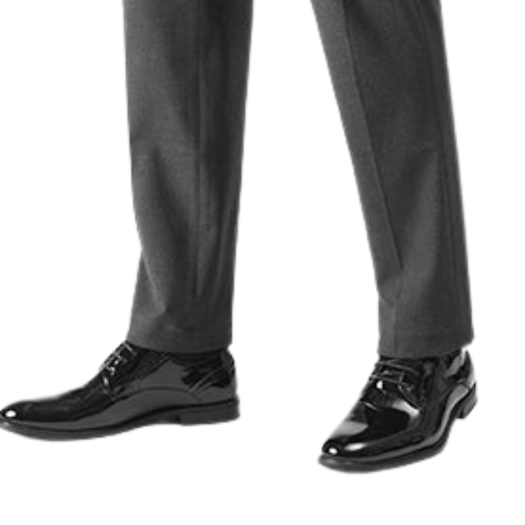 Scarpe Stringate Uomo Vernice Nera Lucida Oxford con Dettagli Traforati