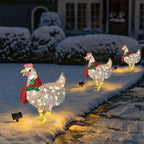Gallina luminosa con sciarpa Decorazione natalizia