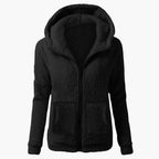Felpa con cappuccio in pile da donna con cerniera e cappuccio caldo
