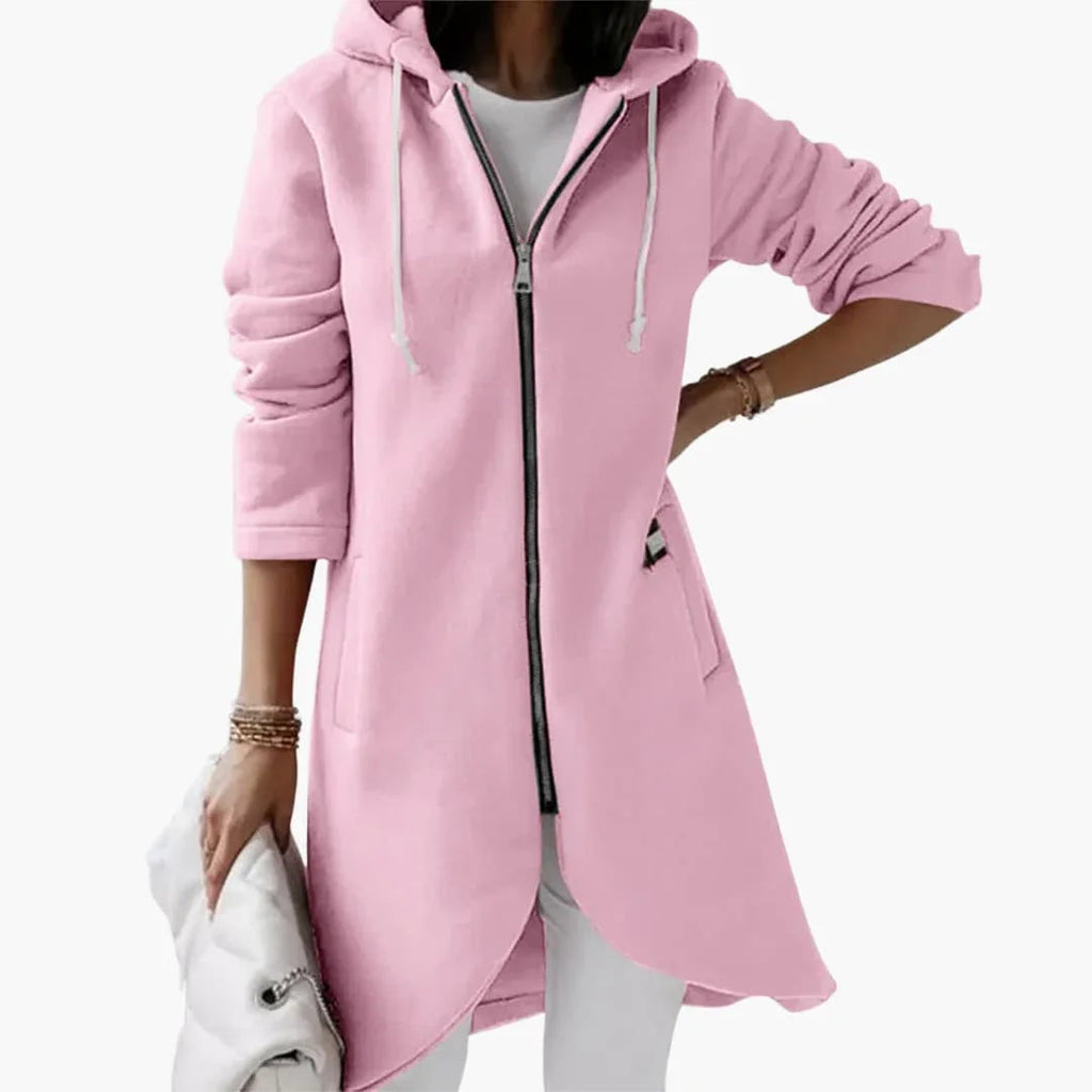 Felpa con cappuccio lunga con zip da donna