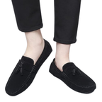 Mocassini Uomo in Camoscio Nero con Nappina