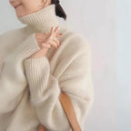 Maglione in cashmere - Maglia dolcevita oversize morbida da donna