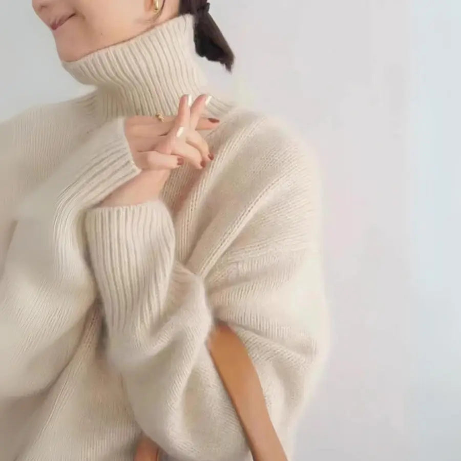 Maglione in cashmere - Maglia dolcevita oversize morbida da donna