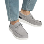 Mocassini Uomo da Barca in Tela Grigio Chiaro con Lacci