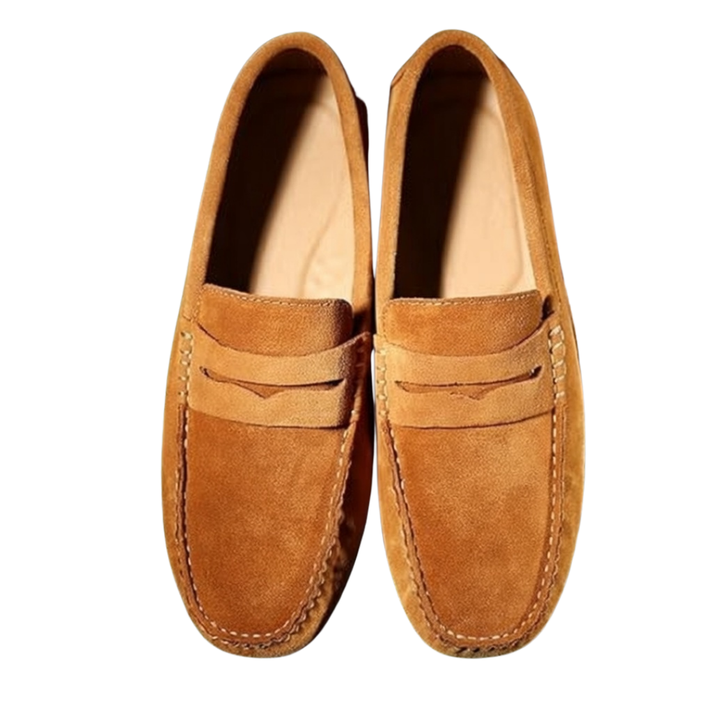 Mocassini Uomo in Camoscio Cognac con Fibbia