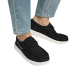 Mocassini Uomo da Barca in Tela Nera con Lacci