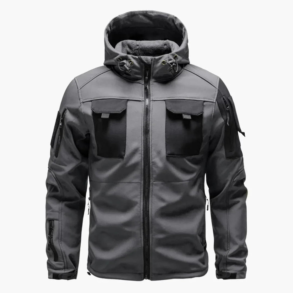 Felpa con cappuccio da uomo con zip e tasche multiple