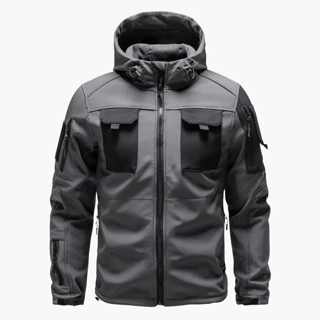 Felpa con cappuccio da uomo con zip e tasche multiple