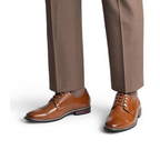 Scarpe Stringate Uomo Pelle Marrone Oxford con Punta Cappuccio