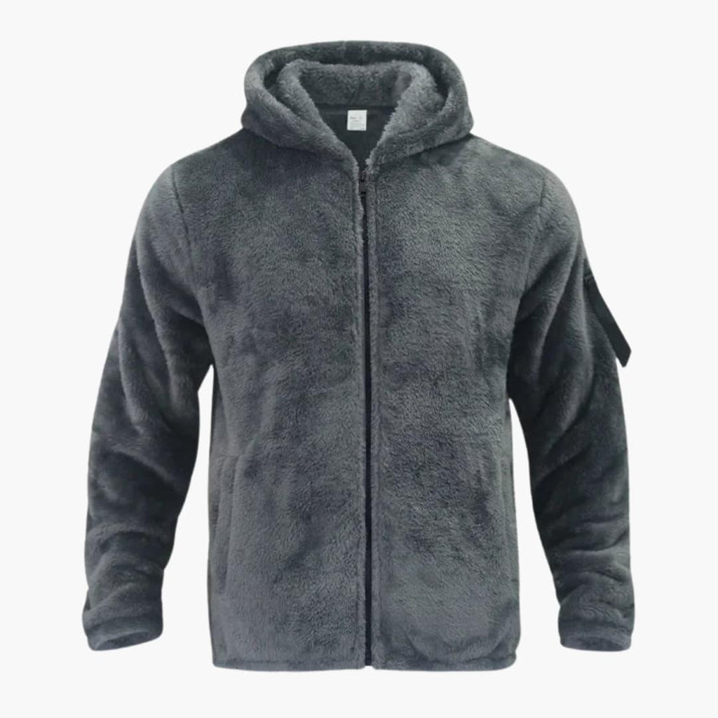 Giacca in pile da uomo con cappuccio e cerniera