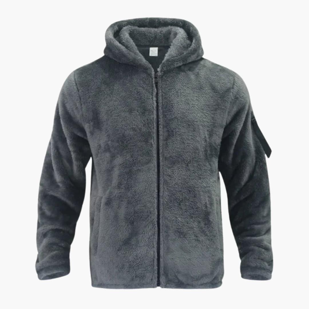 Giacca in pile da uomo con cappuccio e cerniera