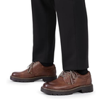 Scarpe Stringate Uomo Pelle Marrone con Suola Carrarmato Spessa