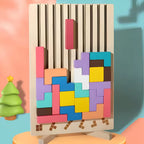 Puzzle impilabile Tetris in legno con carte sfida