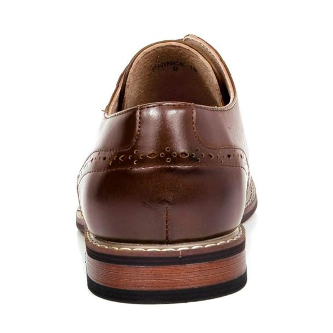 Scarpe Stringate Uomo Brogue Pelle Marrone con Perforazioni e Punta Tonda