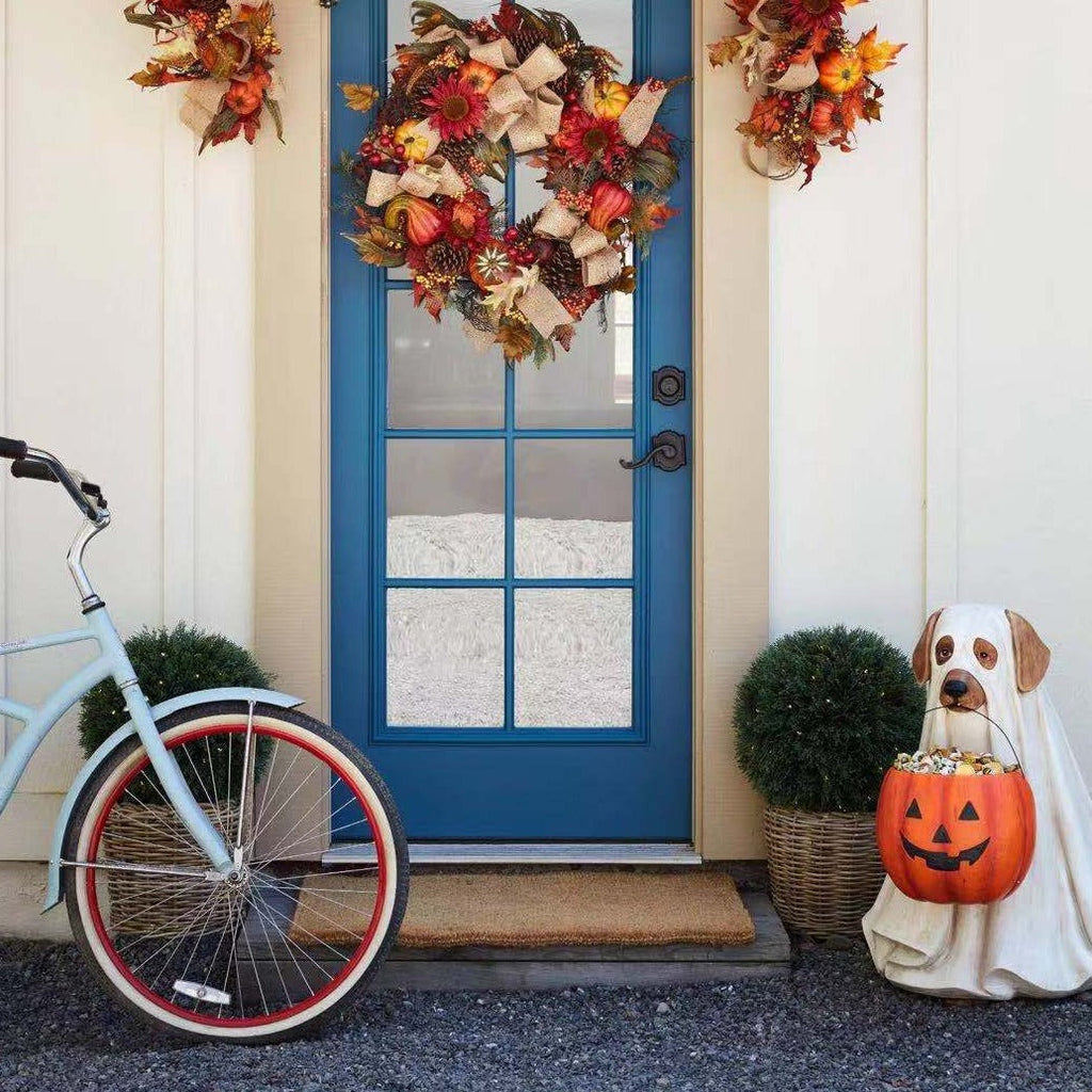 Decorazione da giardino in resina con cucciolo di zucca